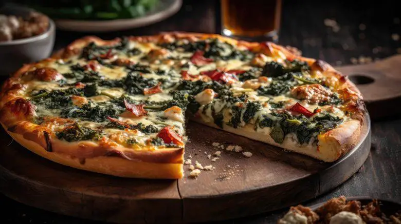 Pizza de gorgonzola e espinafre