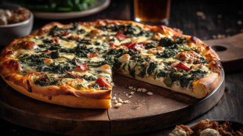 Pizza de gorgonzola e espinafre