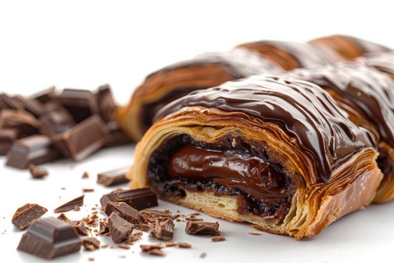 Folhados com chocolate