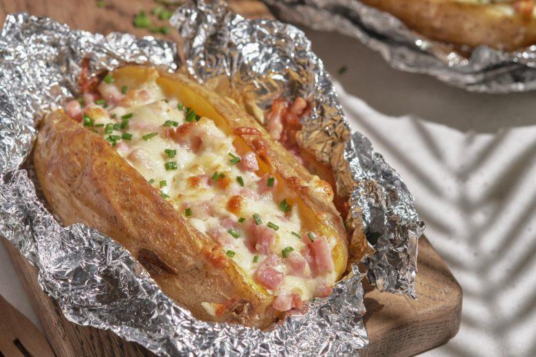 Batatas recheadas com presunto