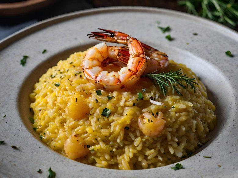 Risoto de camarão e manga