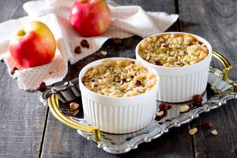 Crumble com morango e maçã