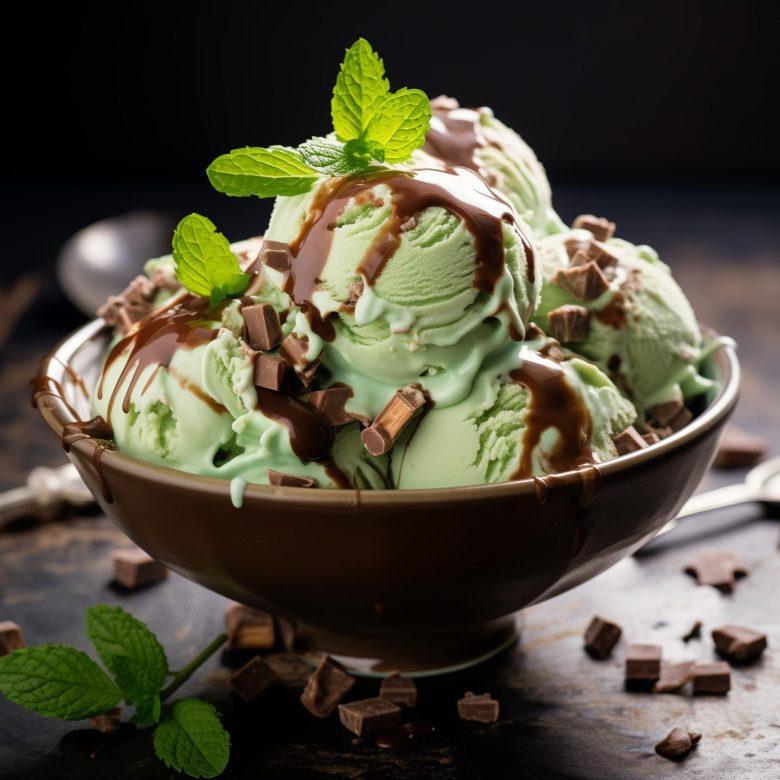 Sorvete de menta com chocolate