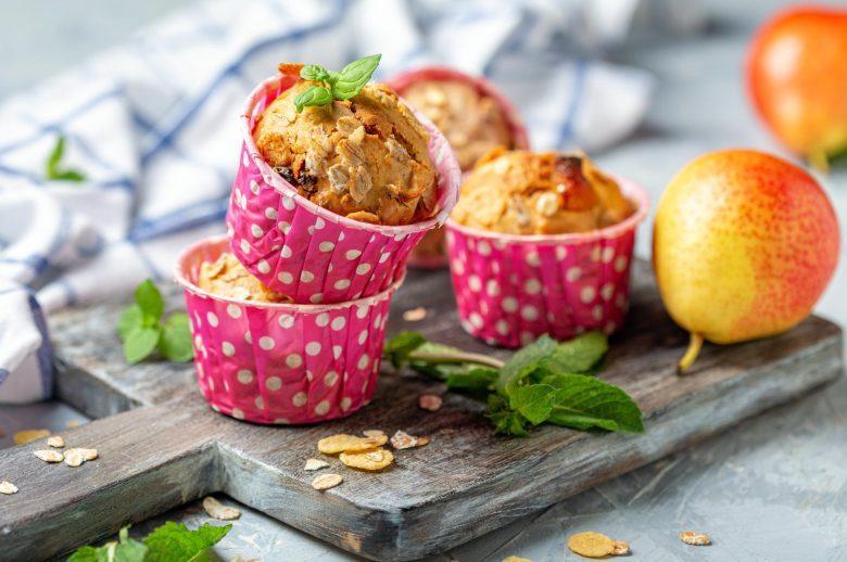 Muffins de pera e gengibre