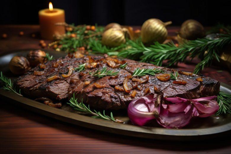 Carne assada com cebola