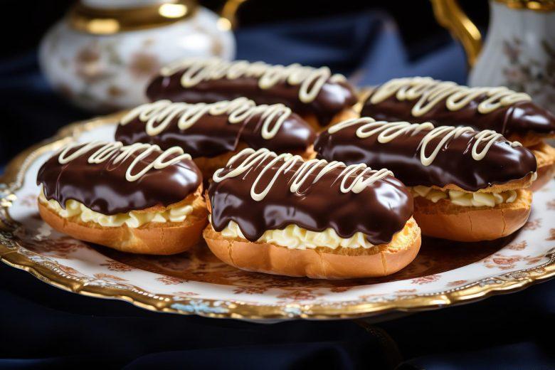 Éclair de cream cheese com chocolate