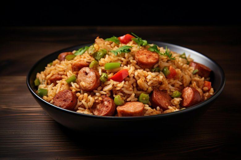 Arroz com linguiça calabresa