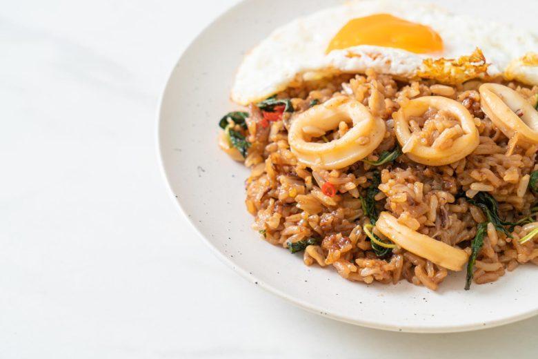 Risoto de açafrão e lula
