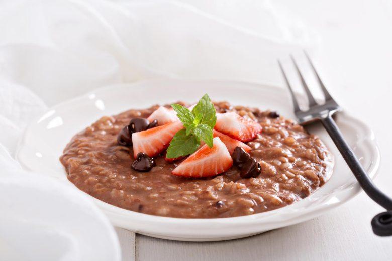 Risoto de chocolate com morango