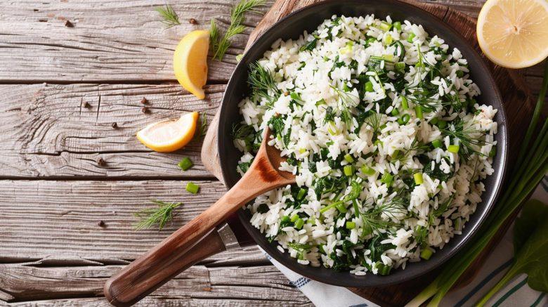 Arroz com talos de couve