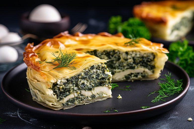 Quiche folhada de batata e espinafre