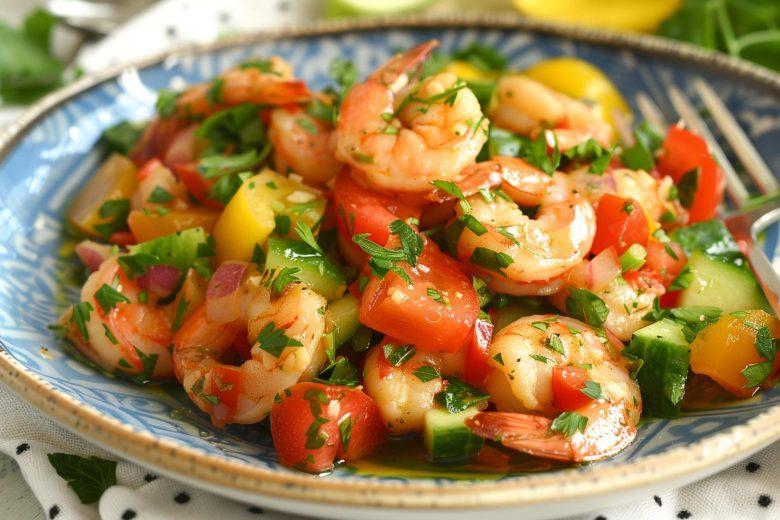 Salada de camarão e abacate