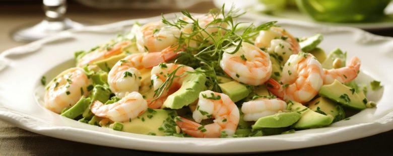 Salada de abacate e camarão