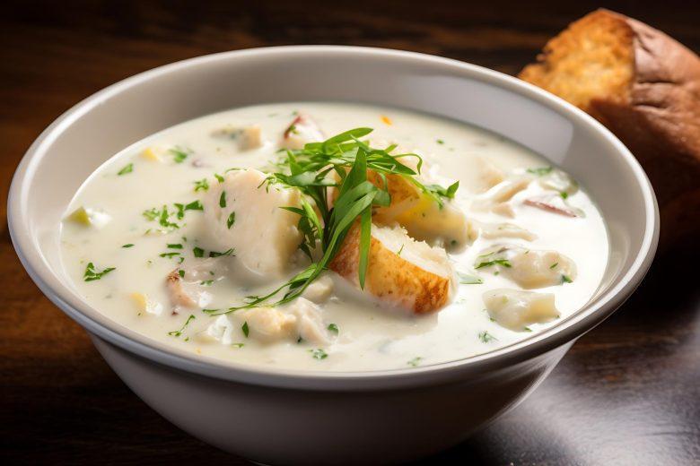 Chowder de caranguejo e cogumelos