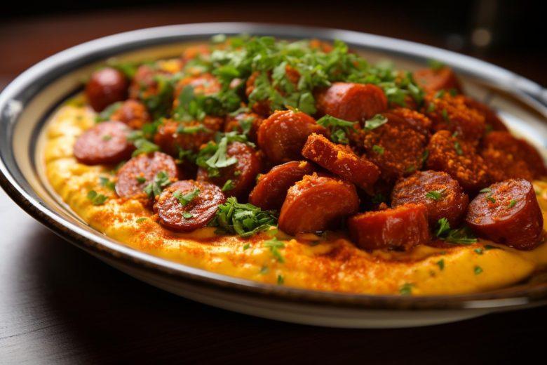 Polenta com molho de calabresa