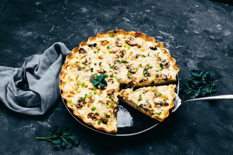 Quiche de cogumelo e queijo