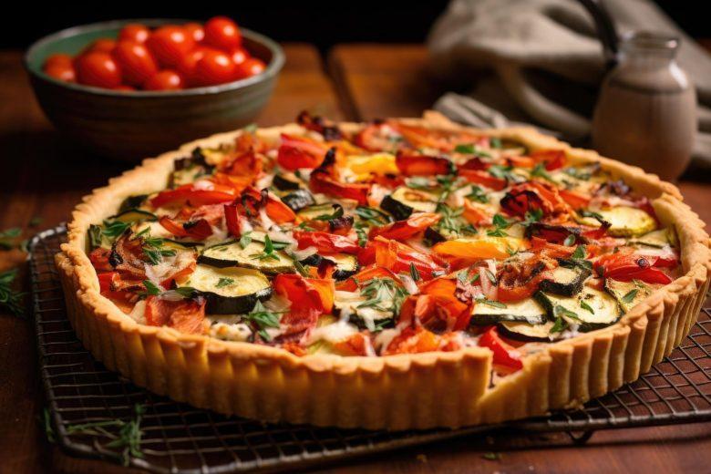 Quiche de berinjela e tomate cereja