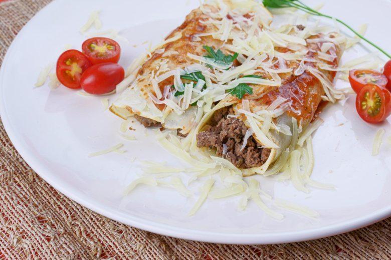 Panqueca de aveia com carne moída