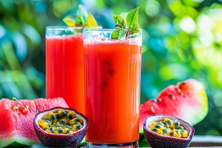Suco de melancia e maracujá