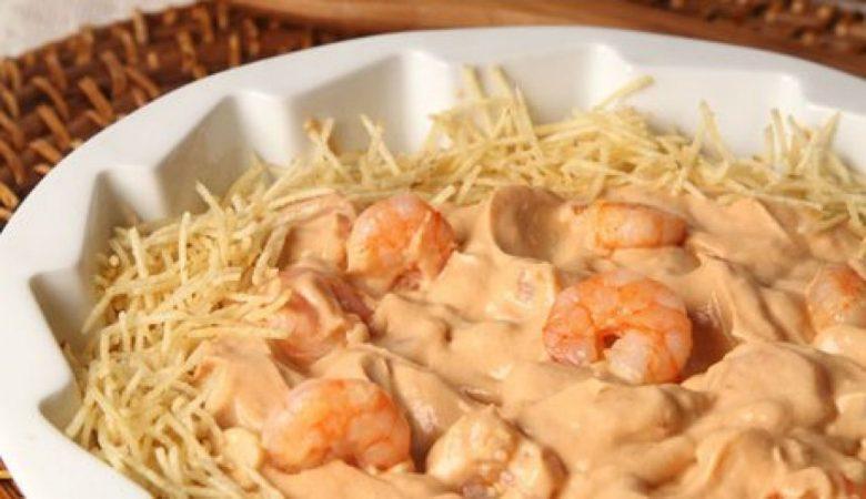 Strogonoff de camarão delicioso