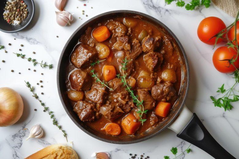 Carne assada à bourguignone