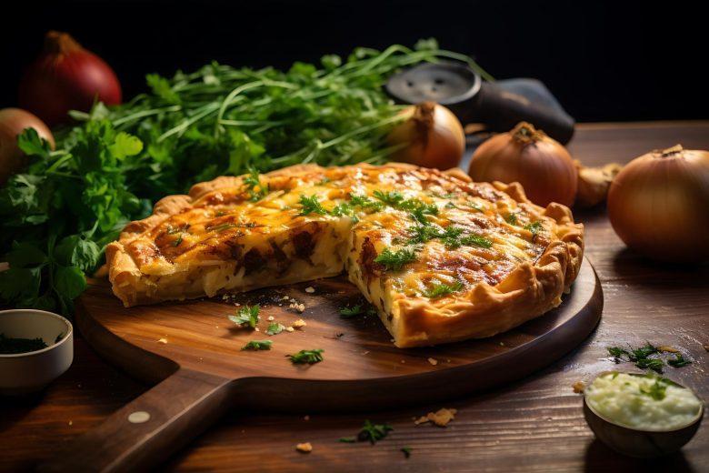 Quiche de bacalhau e bacon