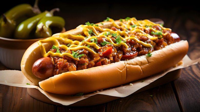 Cachorro quente com carne moída e purê de batata