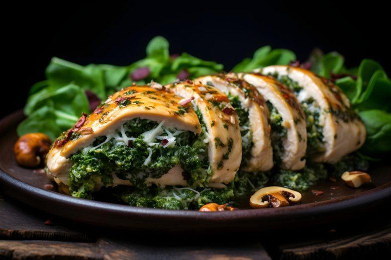 Filé de frango recheado com espinafre