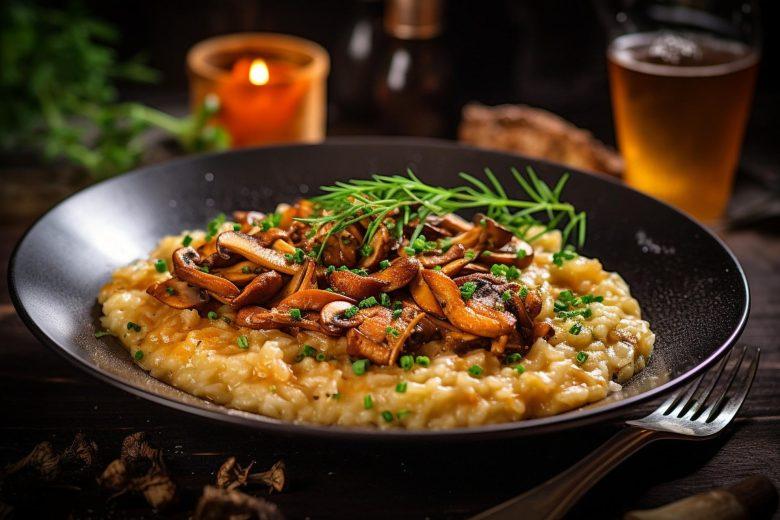 Risoto especial com cogumelos selvagens e abóbora