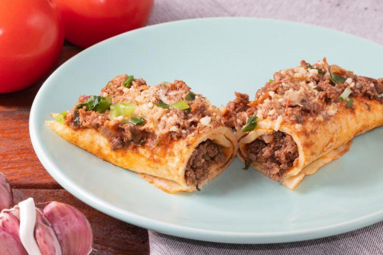 Panqueca de carne com calabresa