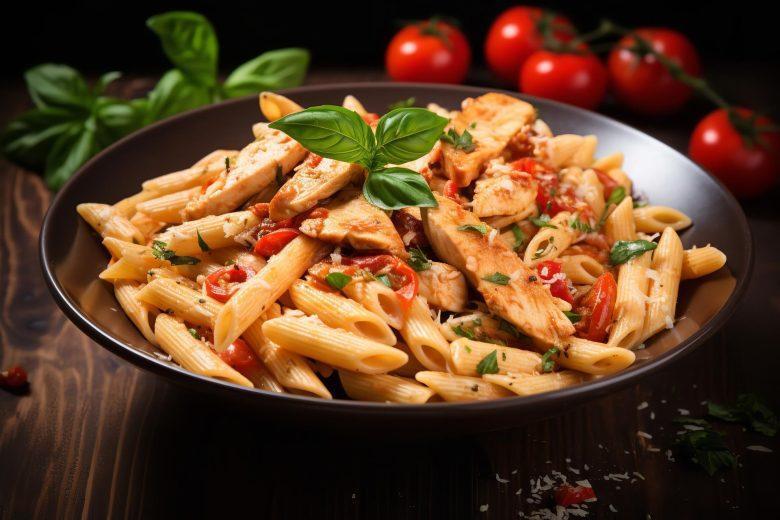 Penne com molho de frango
