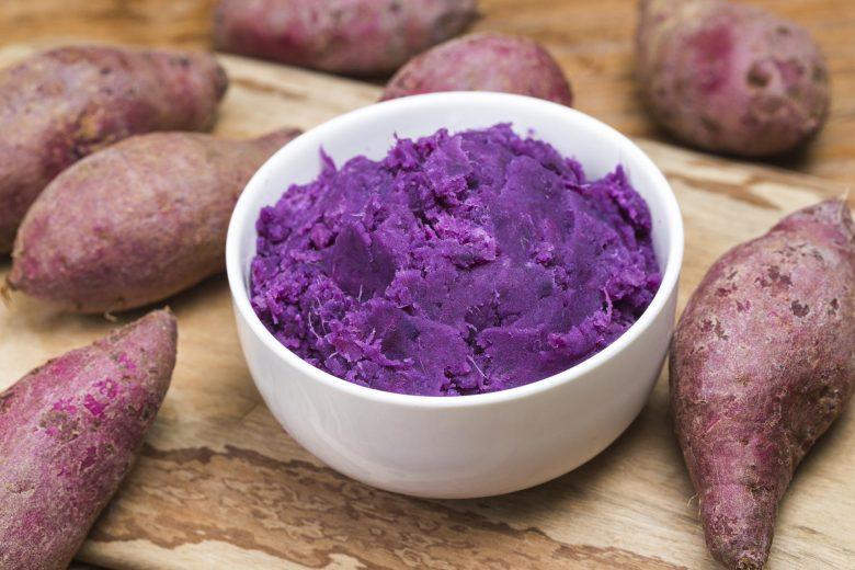 Purê de batata doce roxa