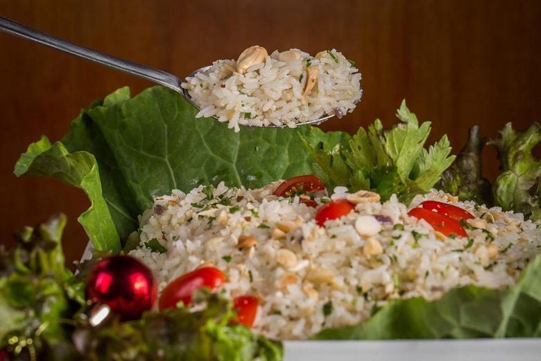Arroz com amêndoas e champanhe