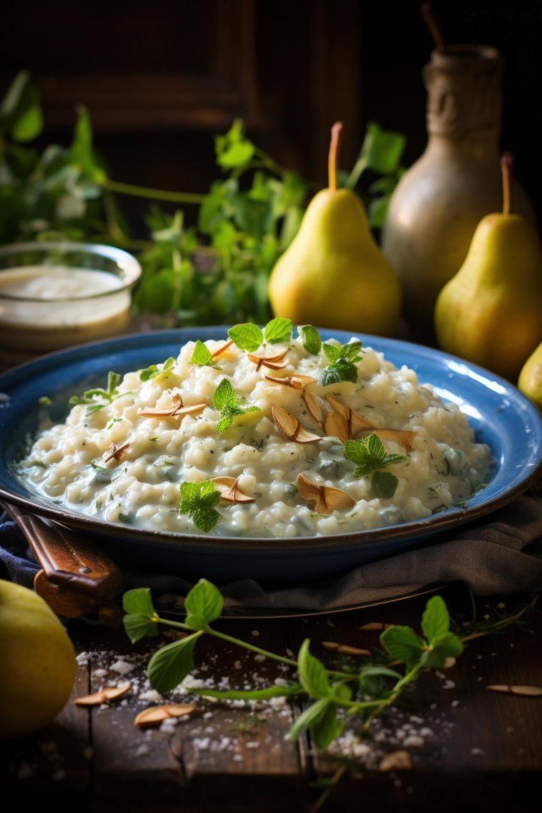 Risoto de gorgonzola e peras