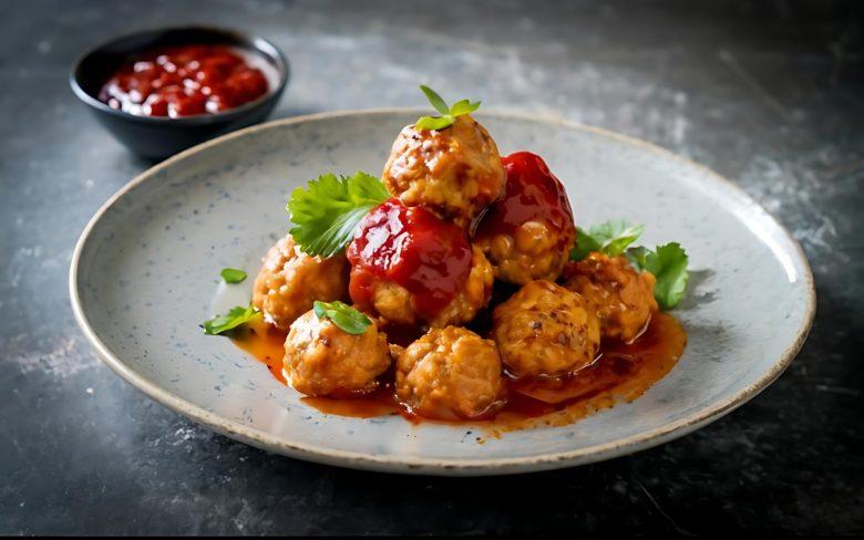 Almôndegas de frango com favas e molho de tomate