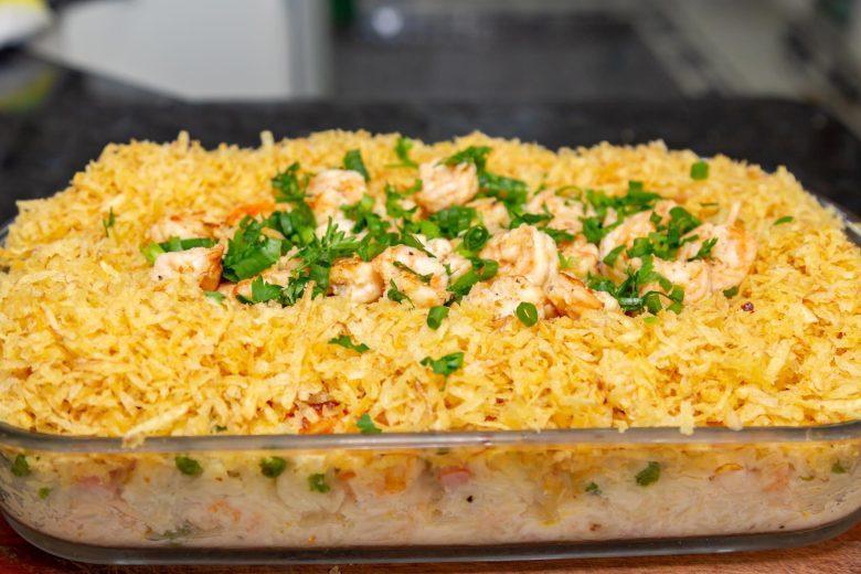 Arroz de camarão ao forno