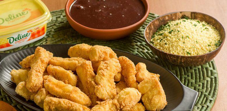 Pirarucu frito com açaí