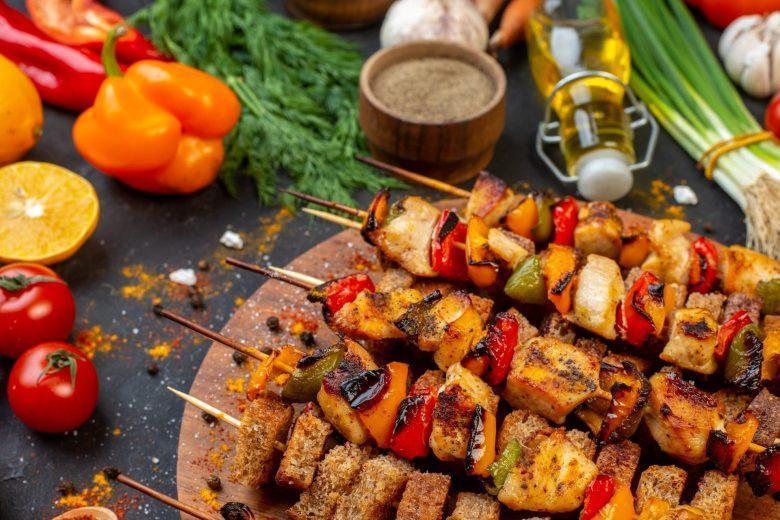 Espeto de frango agridoce