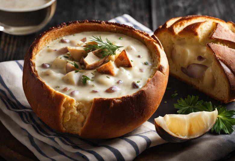Sopa de cebola no pão