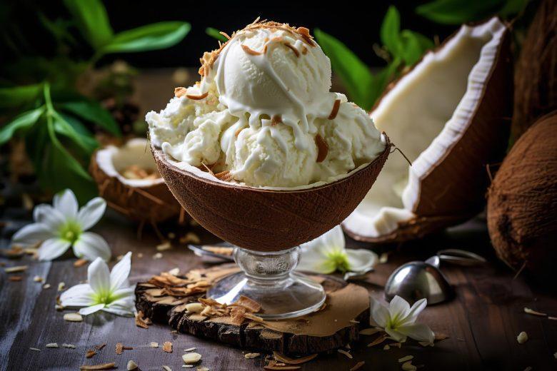 Sorvete de coco com leite condensado