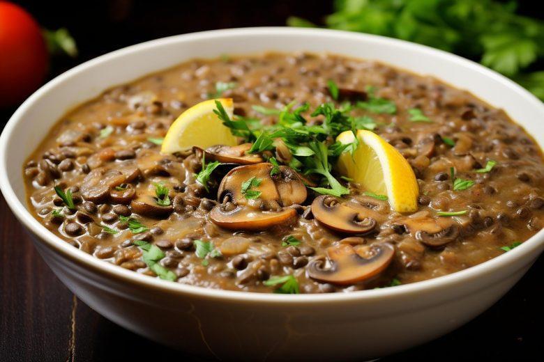 Sopa de lentilha e cogumelo