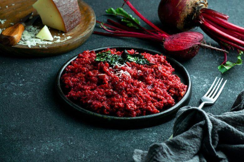 Risoto de beterraba com coalhada