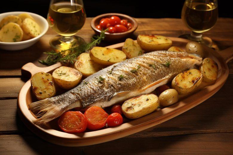 Peixe assado com batata