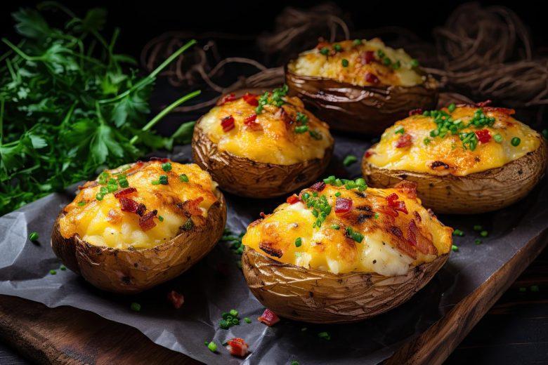 Batata recheada com bacalhau e queijo