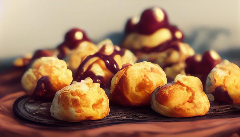 Profiteroles com sabayon de café