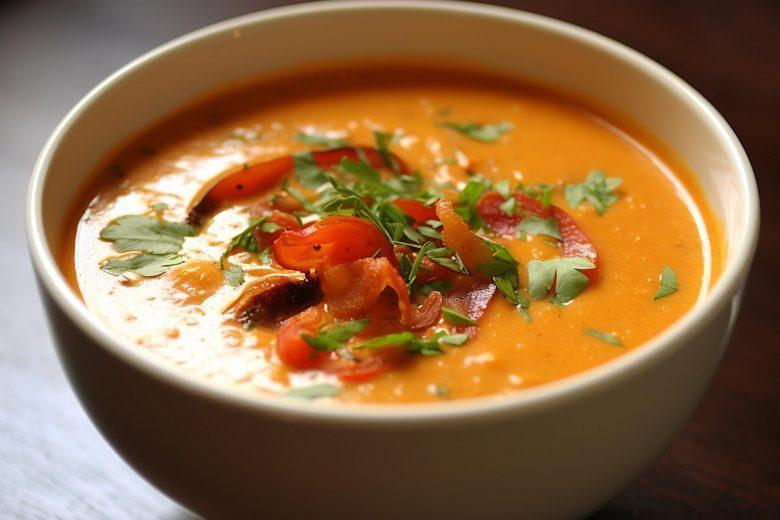 Sopa de pimentão assado e tomate
