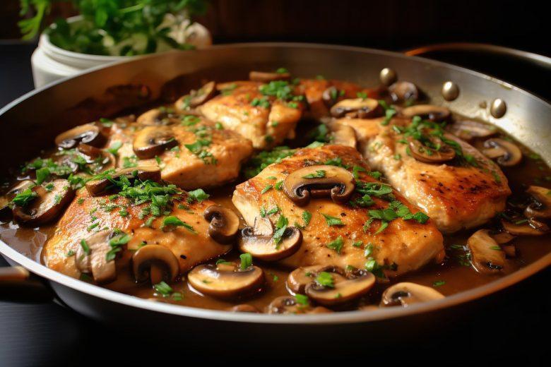 Frango com maracujá e cogumelos