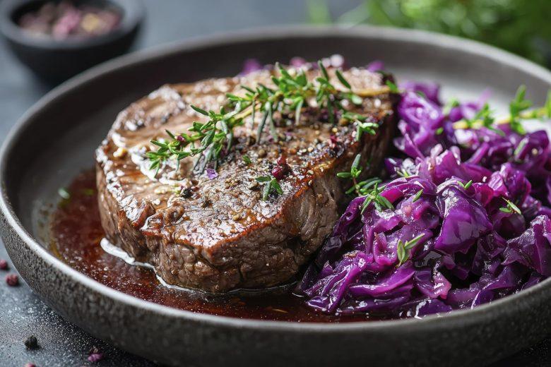 Bifes de filé mignon ao vinho tinto
