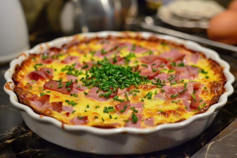 Quiche de quatro queijos e presunto