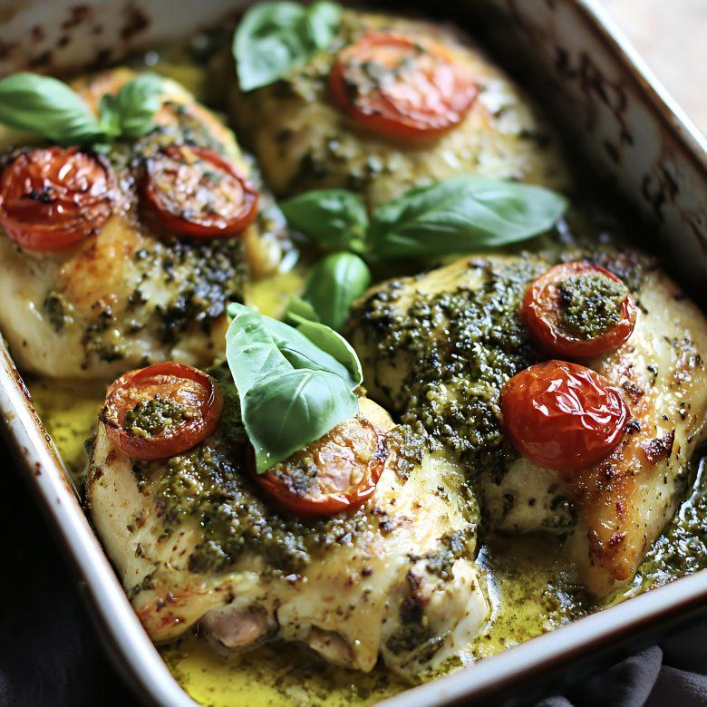 Frango assado ao pesto